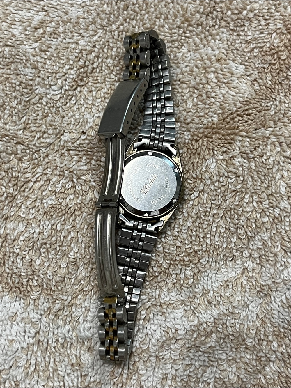 Two-Tone Women's Dress Watch with Black Dial and Gold Accents - Picture 7 of 9